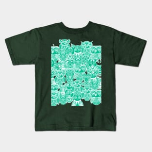 Cute Whimsical Green Owls Design Kids T-Shirt